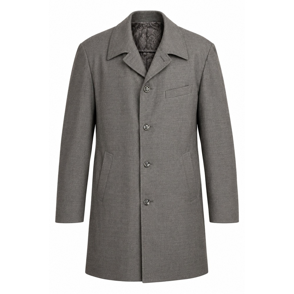 Loro Piana Storm System Wool Car Coat Charcoal Gray Paisley Lining Mens 48 XL